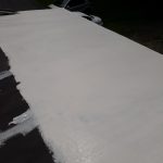 Base Coat roof coating for mobile homes going on